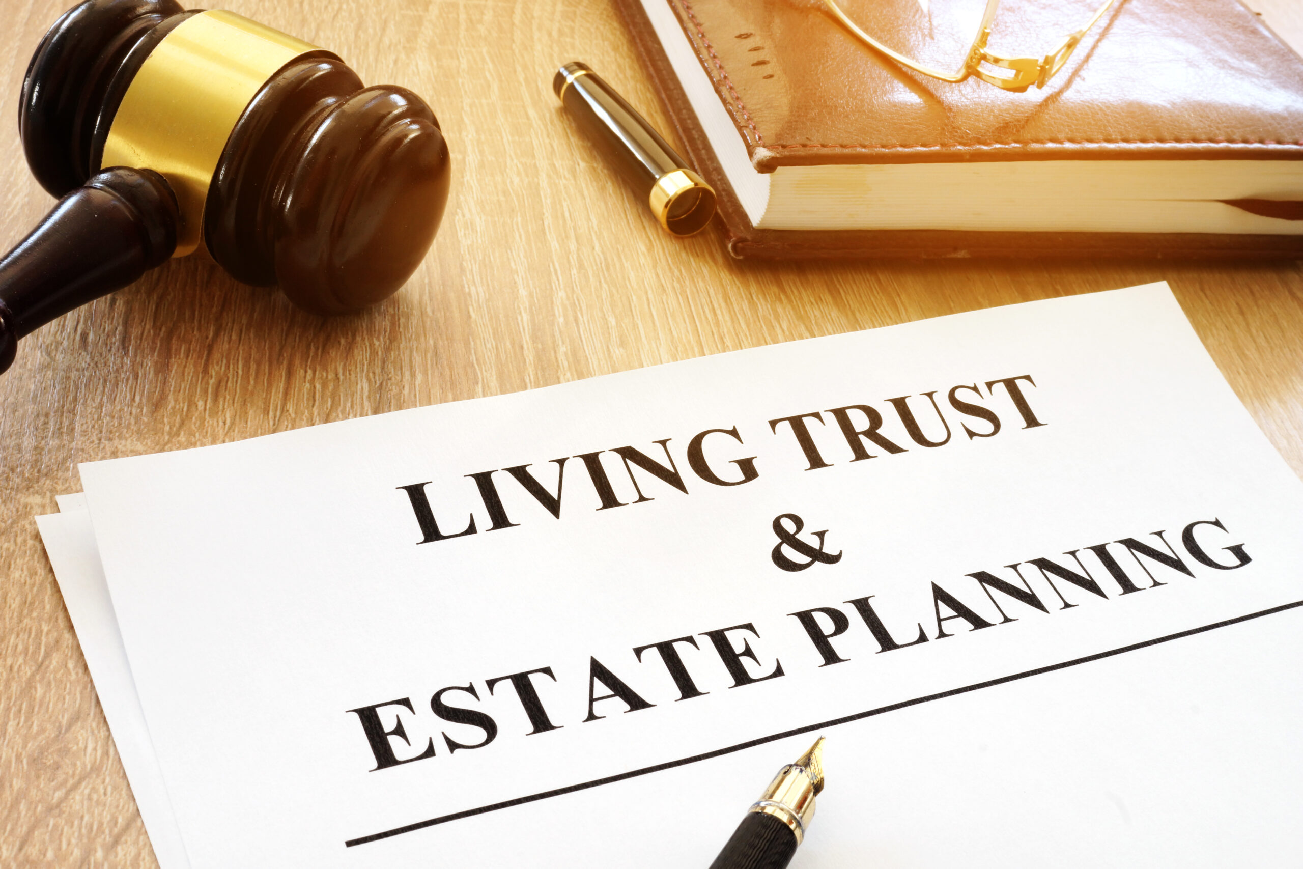 Sheet of paper that says Living Trust and Estate Planning