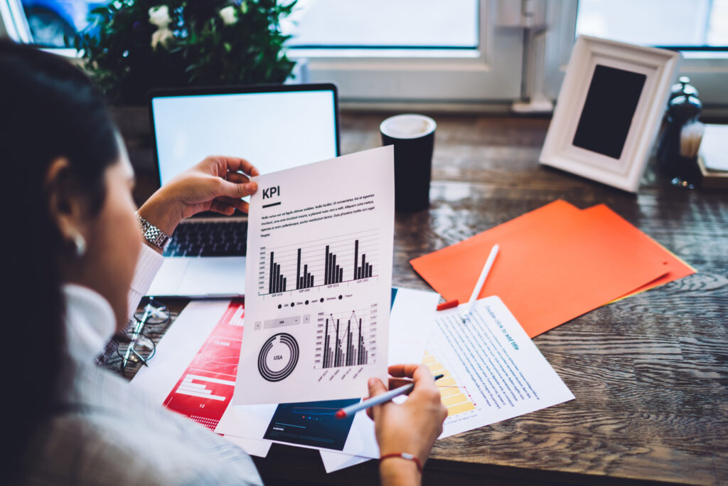 Woman looking at financial literacy document
