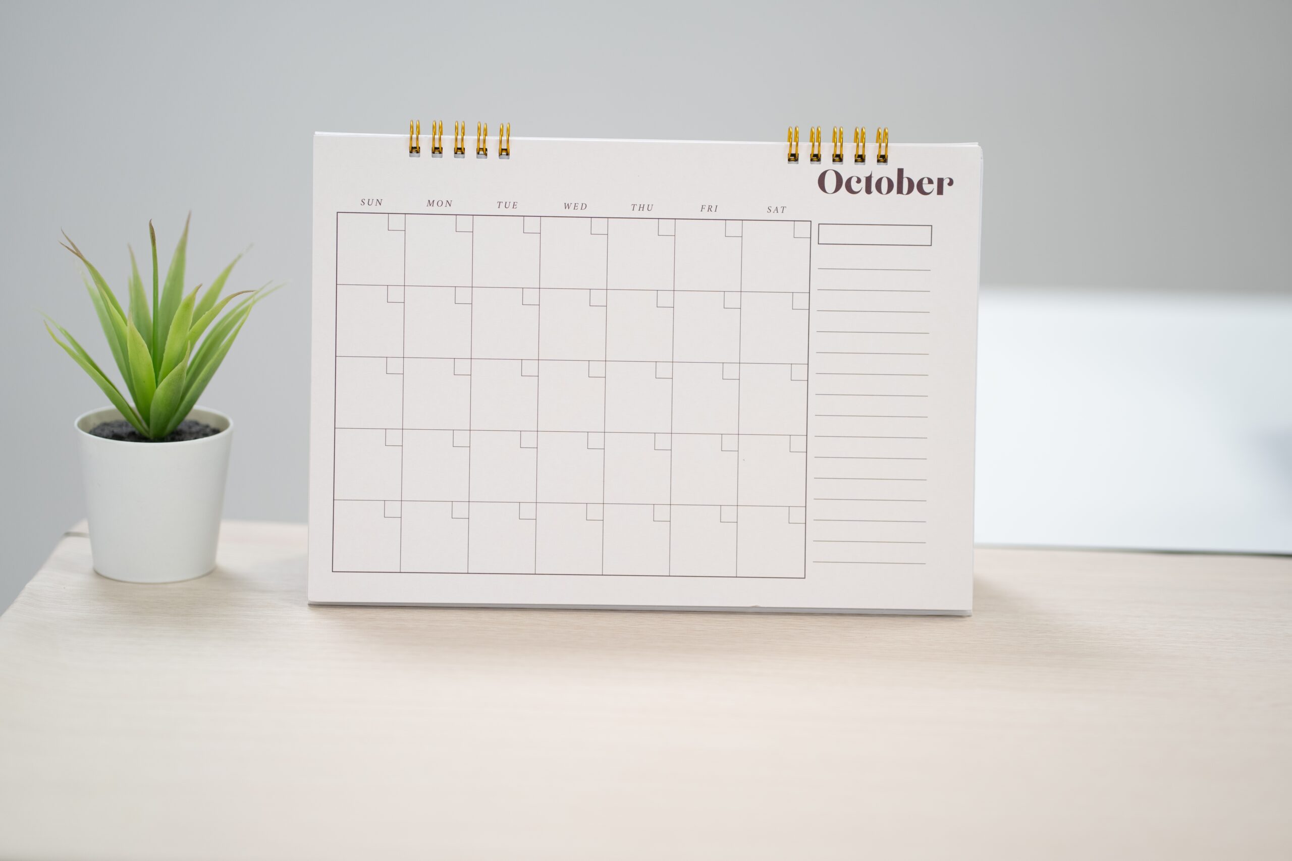 A paper calendar on a blog about financial checklists.