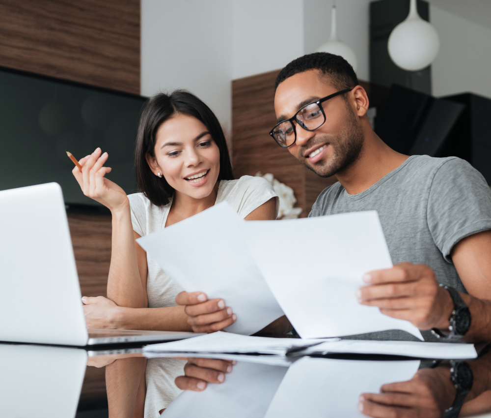 An image of a couple speaking about navigating finances